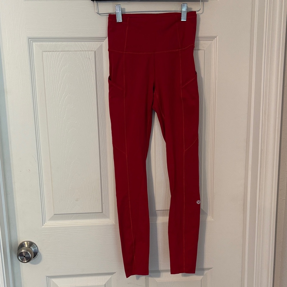 Lululemon Fast & Free 7/8 Tight II *Non-Reflective Nulux 25" Size 2 Dark Red